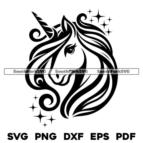 Unicorn Face | svg png dxf pdf eps | vector graphic design cut print dye sub laser engrave digital files commerial use