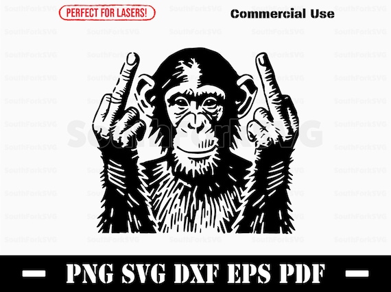 Chimpanzee Middle Fingers Svg Png Dxf Pdf Eps | Vector Graphic