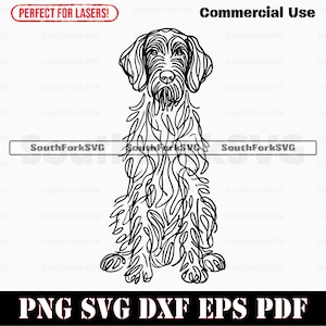 Deutsch Wirehaired Pointer Hund Line Art | svg png dxf eps pdf | Vektorgrafik geschnitten Laser ClipArt | sofortiger digitaler Download kommerzielle Nutzung