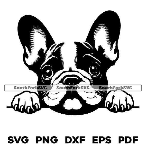 Peeking French Bulldog Frenchie svg png dxf eps pdf | vector graphic cut file laser clip art | instant digital download commercial use