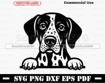 Peeking German Shorthaired Pointer Dog svg png dxf eps pdf | vector graphic cut file laser clip art instant digital download commercial use