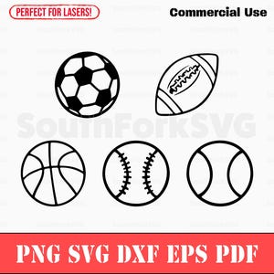 Lot de ballons de sport simples svg png dxf eps pdf | Conception graphique transparente découpée, impression, colorant, sous, gravure laser, fichiers cnc, utilisation commerciale