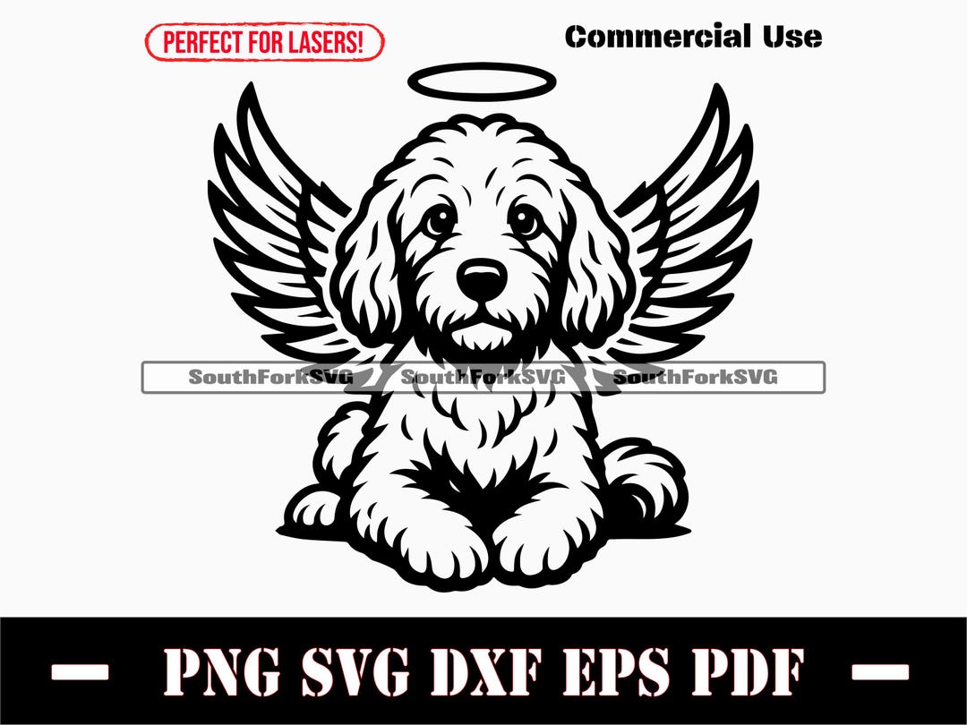 Cockapoo Angel Wings & Halo Svg Png Dxf Eps Pdf Vector Graphic Cut File ...