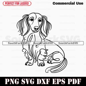 Longhaired Dachshund Dog Line Art | svg png dxf eps pdf | vector graphic cut laser clip art | instant digital download commercial use