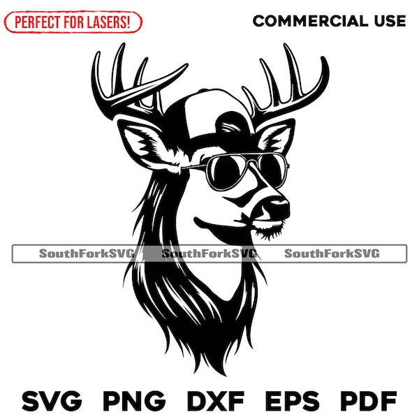 White Tail Deer Buck Mullet Trucker Hat svg png dxf eps pdf | vector cut print dye sub laser engrave cnc digital files commercial use