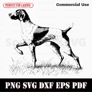 Ponteiro de pelo curto alemão Laser Engrave svg png dxf eps pdf | arquivo de corte vetorial laser clip art download instantâneo uso comercial
