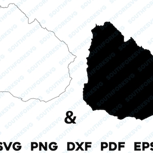 Uruguai País Silhueta e formas de contorno svg png dxf pdf eps design gráfico vetorial corte gravar arquivo a laser mapa de imagem América do Sul