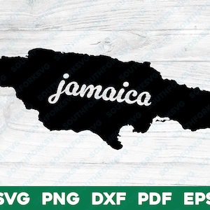Jamaica Country Silhouette with Scripted Text | svg png dxf eps pdf | vector graphic design cut print dye sub laser cnc