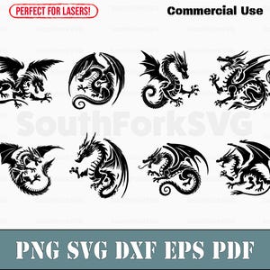 Dragon Design Bundle  svg png dxf eps pdf | vector graphic cut print dye sub laser cnc files commercial use