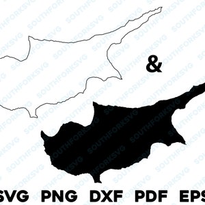 Cyprus land silhouet & omtrek vormen svg png dxf pdf eps vector grafisch ontwerp knippen graveren laserbestand afbeelding kaart Europa