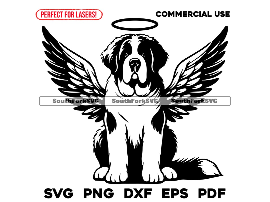 Saint Bernard Angel Wings \u0026 Halo Svg Png Dxf Eps Pdf | Vector Graphic Cut  File Laser Clip Art | Instant Digital Download Commercial Use - Etsy, image size:1080x810