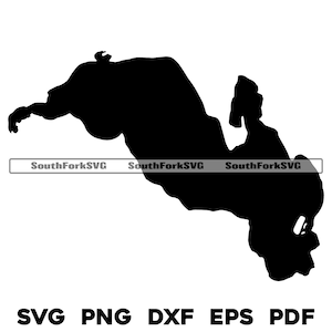 Mapa del lago Wawasee, Indiana, silueta, contorno, svg, png, dxf, pdf, eps, diseño gráfico vectorial, corte, grabado, archivo láser, imagen, navegación, lago