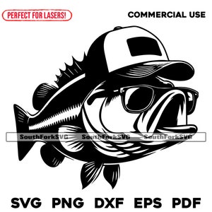 Largemouth Bass Trucker Hat svg png dxf eps pdf | vector graphic cut print dye sub laser engrave cnc digital files commercial use