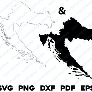 Kroatien Land Silhouette & Umriss Formen svg png dxf pdf eps Vektorgrafik Design Cut Gravieren Laserdatei Bildkarte Europa