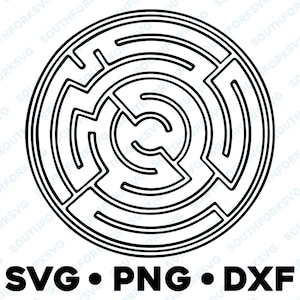 Koło Labirynt Labirynt SVG PNG DXF Puzzle Geometryczne symbole gry wektor kamea sylwetka Mitologia Minotaura krzyżówka Użytkowanie komercyjne