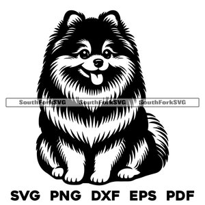 Spitz Hund sitzend Design 2 | svg png dxf eps pdf | Vektorgrafik Datei Laser Clip Art schneiden | sofortiger digitaler Download kommerzielle Nutzung