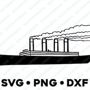 Barco de cruceros Línea de yates Titanic Barco de vacaciones Velero SVG PNG DXF Archivo de corte para Silhouette Cameo Fila Barcos marineros Paquete Ancla