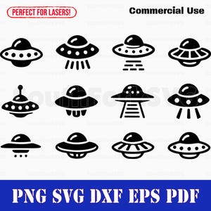 Simple UFO Doodles Bundle svg png dxf eps pdf | vector graphic cut print dye sub laser engrave clip art commercial use