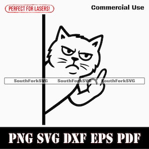 Peering kat middelvinger svg png dxf eps pdf | vectorafbeelding snijden stencil laser illustraties kleurstof sub print downloaden commercieel gebruik