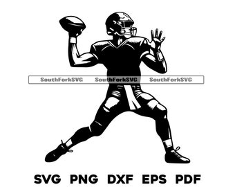 Football Player Quarterback svg png dxf eps pdf | transparent graphic design cut print dye sub laser cnc files commerical use