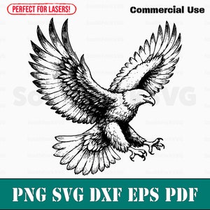 Laser Engrave Files Bald Eagle Svg Png Dxf Eps Pdf | Vector Graphic Cut ...