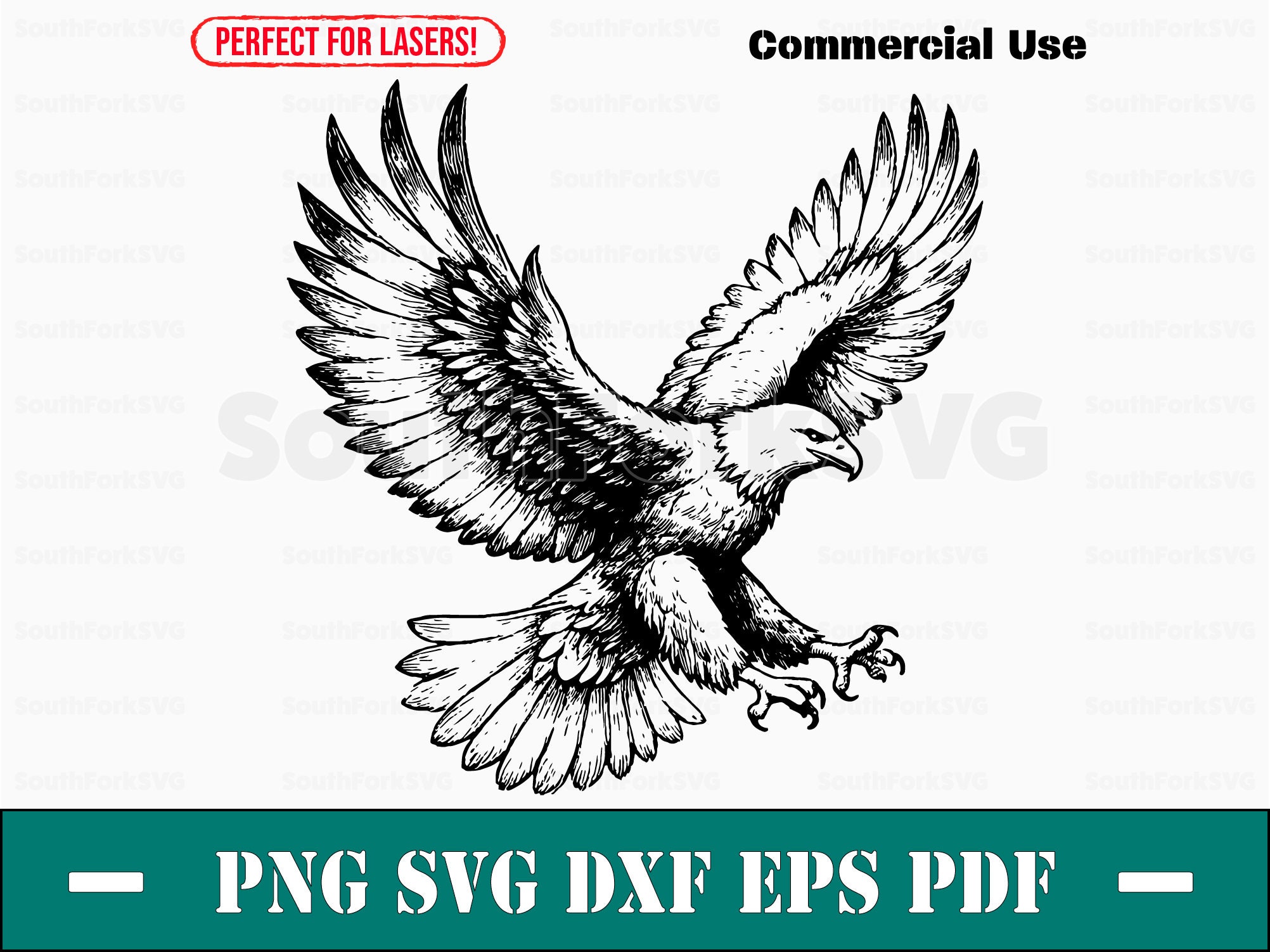 Laser Engrave Files Bald Eagle Svg Png Dxf Eps Pdf | Vector Graphic Cut ...