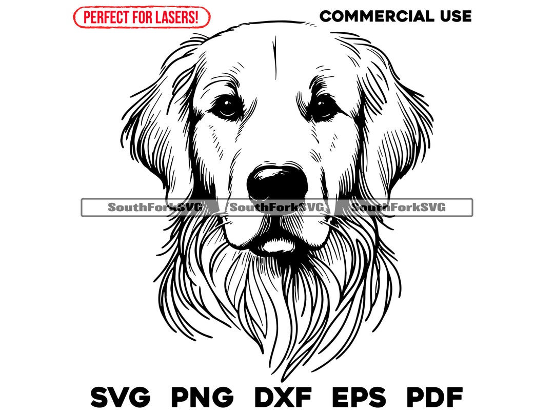 Golden Retriever Laser Engrave Files Svg Png Dxf Eps Pdf | Vector ...