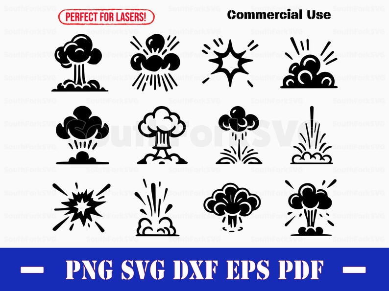 Explosion Cjoud Svg Simple Explosion Doodles Bundle Svg Png Dxf Eps Pdf | Vector Graphic ...