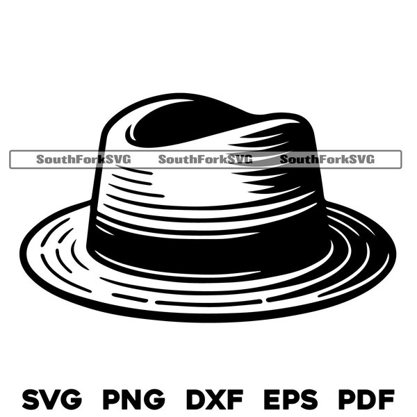 Fedora Hat Design Files | svg png dxf eps pdf | laser engrave cut print dye sub vector graphic clip art | instant download commercial use