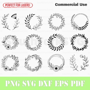 Simple Wreath Bundle svg png dxf eps pdf | vector graphic design cut print laser engrave files commercial use