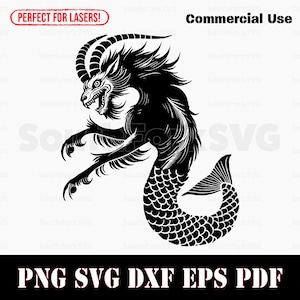 Steenbok zeegeit Japans monster sterrenbeeld symbool svg png dxf pdf eps | vectorafbeelding knippen print dye sub laser bestand commercieel gebruik