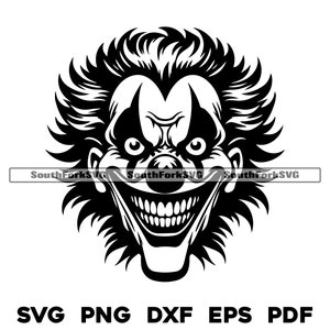 Creepy Clown svg png dxf eps pdf / diseño gráfico vectorial transparente corte impresión tinte sub láser grabar archivos uso comercial
