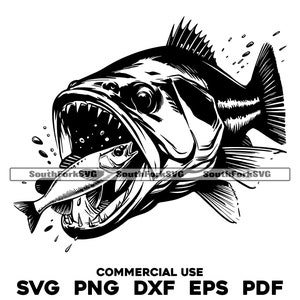 Walleye Chasing Minnow svg png dxf eps pdf | transparent vector graphic design cut print dye sub laser engrave files commercial use