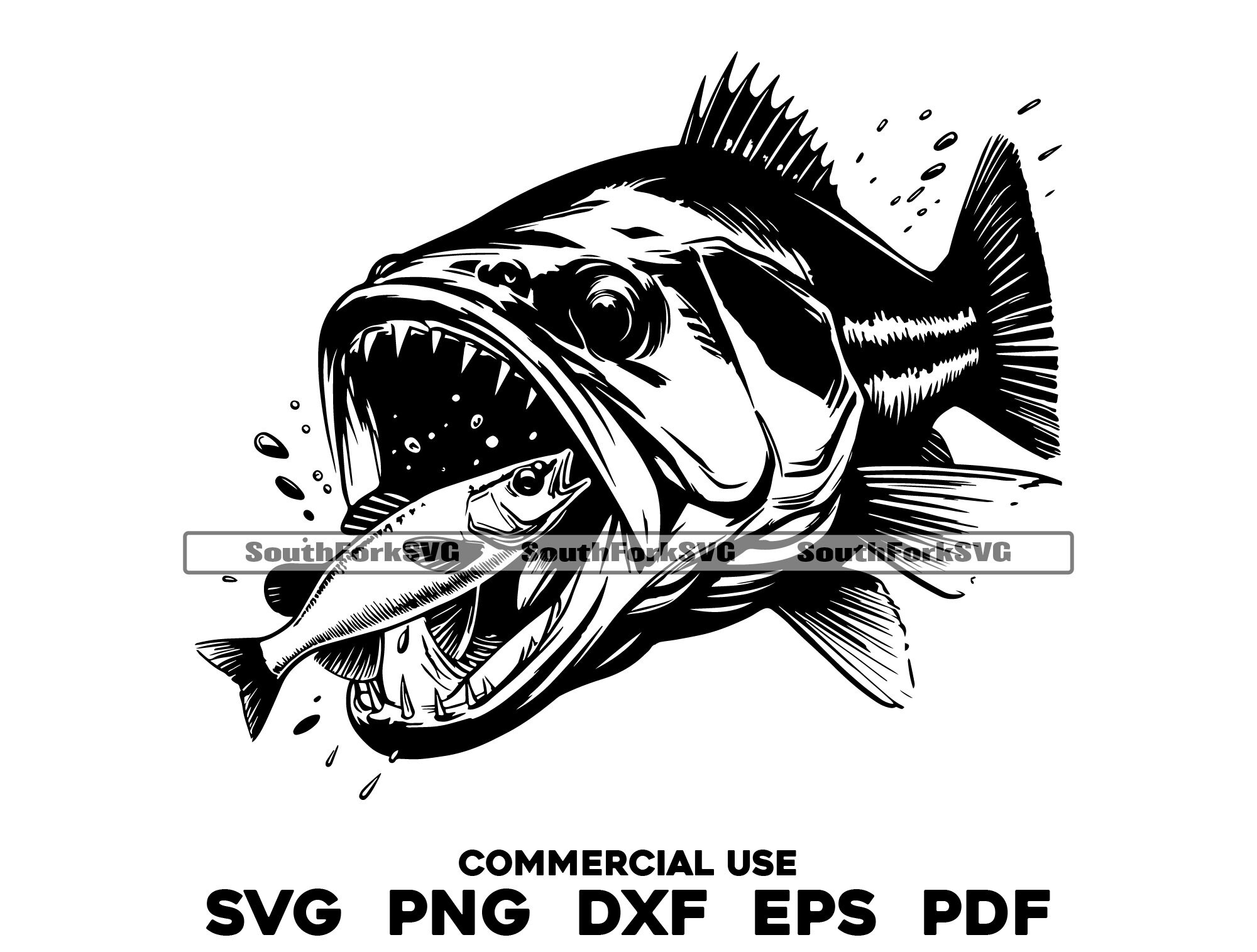 Walleye Chasing Minnow svg png dxf eps pdf | transparent vector graphic design cut print dye sub laser engrave files commercial use