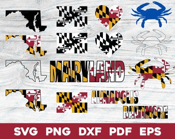 Maryland State Flag Design Bundle svg png dxf eps pdf | vector graphic design cut print laser dye sub cnc files commercial use