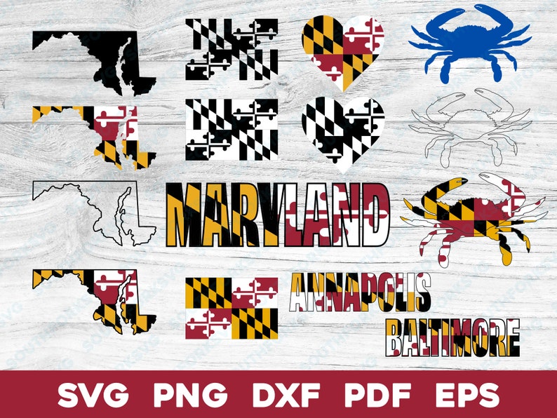 Maryland State Flag Design Bundle Svg Png Dxf Eps Pdf | Vector Graphic ...