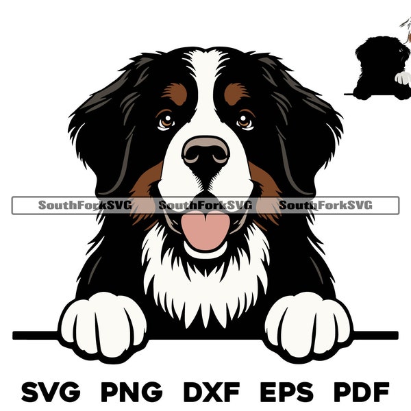 Peeking Bernese Mountain Dog Layered by Color Design svg png dxf eps pdf | vector graphic cut file laser clip art | download commercial use