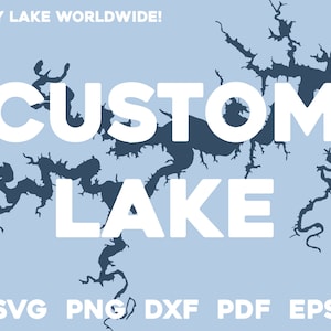 Mappa del lago PERSONALIZZATA Forma Silhouette svg png dxf pdf eps grafica vettoriale design taglio incisione laser file immagine barca lago / Qualsiasi lago nel mondo!