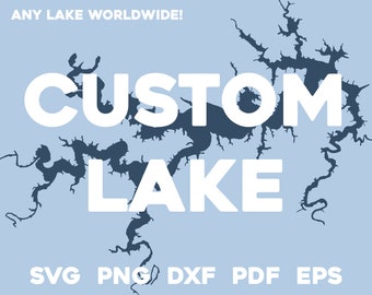 CUSTOM lac carte forme Silhouette svg png dxf pdf eps graphisme vectoriel coupe gravure fichier laser image bateau lac | N'importe quel lac du monde !
