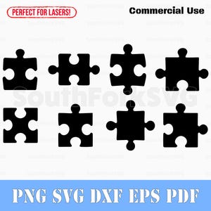 Eenvoudige puzzelstukjes silhouetten bundel svg png dxf eps pdf | vector grafisch ontwerp gesneden print kleurstof sub laser graveren bestanden commercieel gebruik