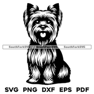 Yorkshire Terrier Hund sitzend Design svg png dxf eps pdf | Vektorgrafik Datei Laser Clip Art schneiden | sofortiger digitaler Download kommerzielle Nutzung