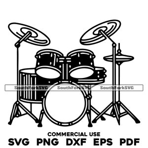 Drum Set Minimal Line Art Design svg png dxf eps pdf | vector graphic design cut print dye sub laser engrave digital files commercial use