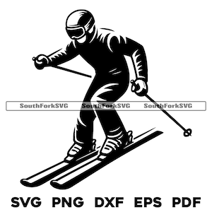Skiër skiën ontwerpbestanden 1 | svg png dxf eps pdf knippen bestand ontwerp vectorafbeelding kleurstof subafbeelding graveren | sneeuwski noord commercieel gebruik