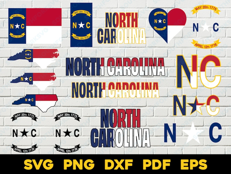 North Carolina State Flag Design Bundle | Svg Png Dxf Pdf Eps | Vector ...