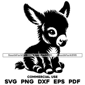 Süsser Baby Esel svg png dxf eps pdf | Lasergravur geschnitten Druckdateien Vektorgrafik Clip Art | sofortiger digitaler Download kommerzielle Nutzung