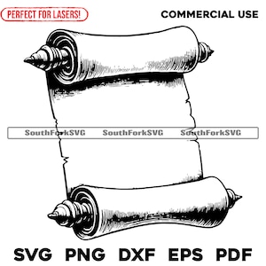 Lasergraveren van bestanden antiek perkament scroll svg png dxf eps pdf | vectorafbeelding knippen print dye sub laser cnc-bestanden commercieel gebruik