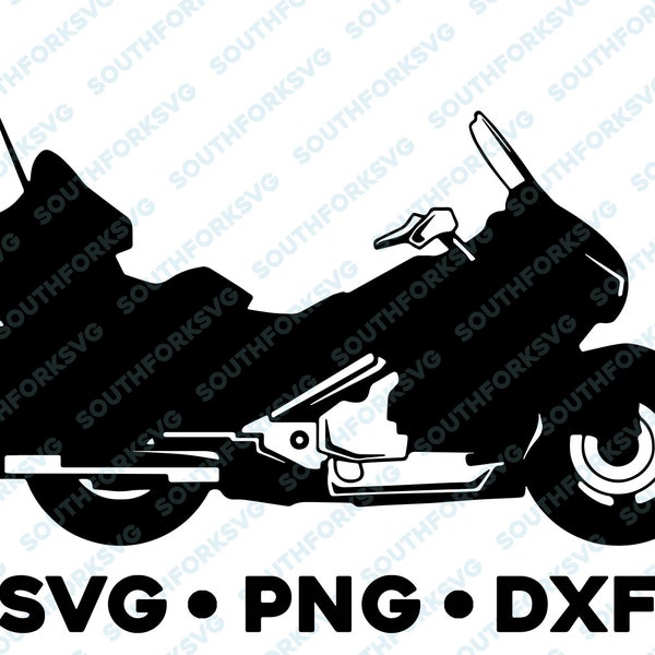 Touring Bike Moto SVG PNG DXF Silhouette Cut File Design Vector Biker Cruiser King Softail Dual Sport Chopper Moto utilisation commerciale