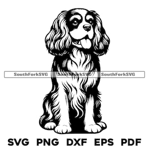 King Charles Spaniel Dog Sitting | svg png dxf eps pdf | vector graphic cut file laser clip art | instant digital download commercial use