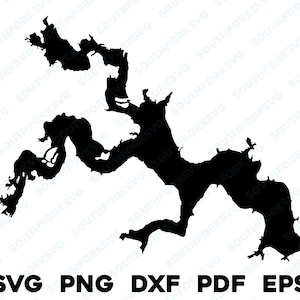 Lake D'Arbonne Louisiana Mapa Forma Silueta svg png dxf pdf eps vector diseño gráfico corte grabado archivo láser imagen canotaje casa del lago