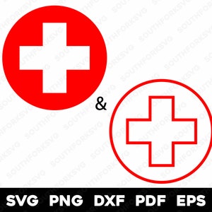 Round Medical Cross Symbol | svg png dxf eps pdf | vector graphic cut file laser clip art | instant digital download commercial use